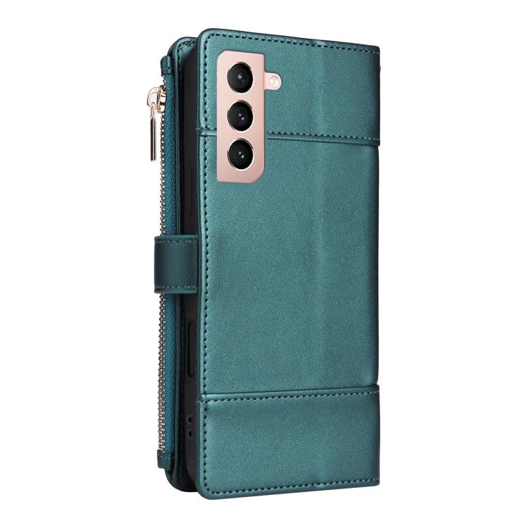 For Samsung Galaxy S21 5G Crossbody Strap RFID Blocking Zipper Wallet Leather Phone Case