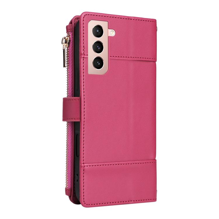 For Samsung Galaxy S21 5G Crossbody Strap RFID Blocking Zipper Wallet Leather Phone Case