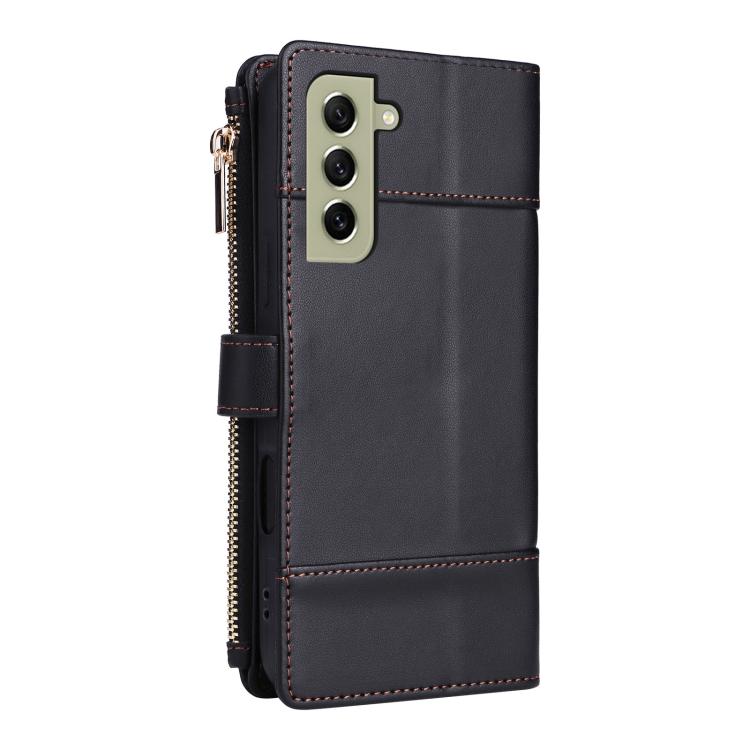 For Samsung Galaxy S21 FE 5G Crossbody Strap RFID Blocking Zipper Wallet Leather Phone Case