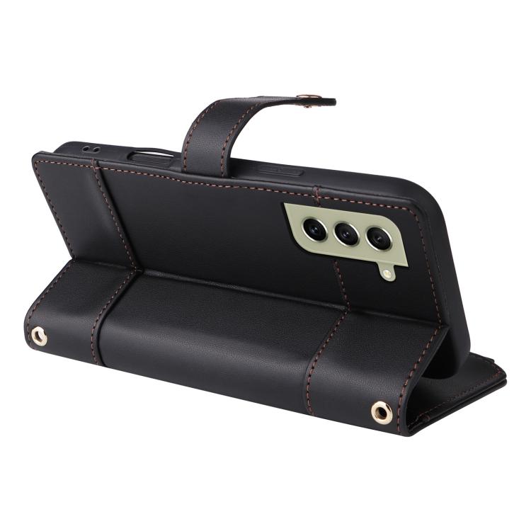 For Samsung Galaxy S21 FE 5G Crossbody Strap RFID Blocking Zipper Wallet Leather Phone Case