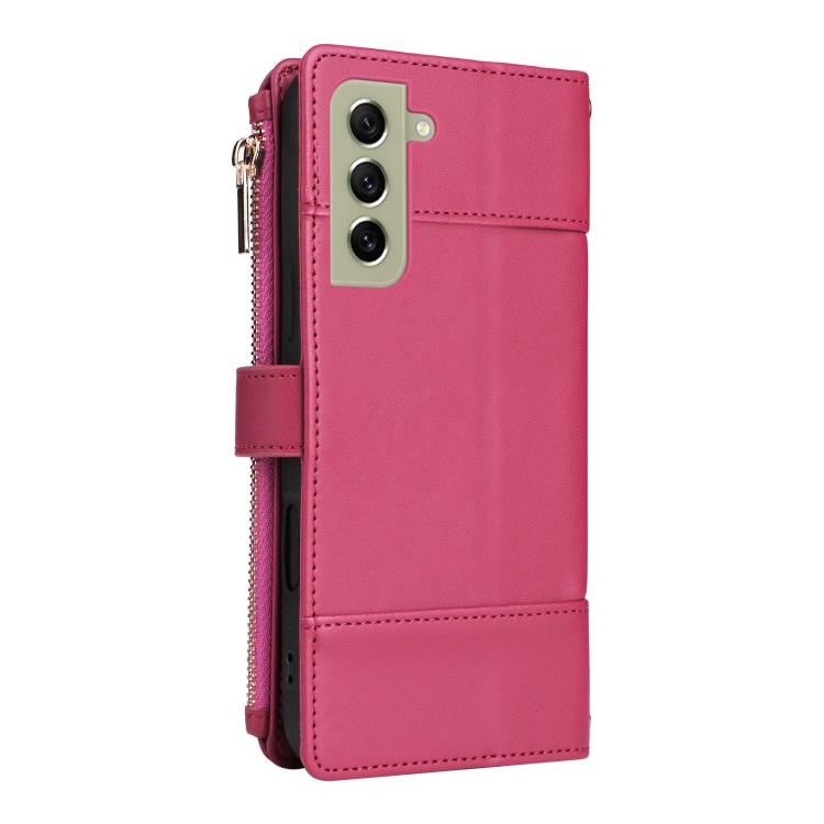 For Samsung Galaxy S21 FE 5G Crossbody Strap RFID Blocking Zipper Wallet Leather Phone Case