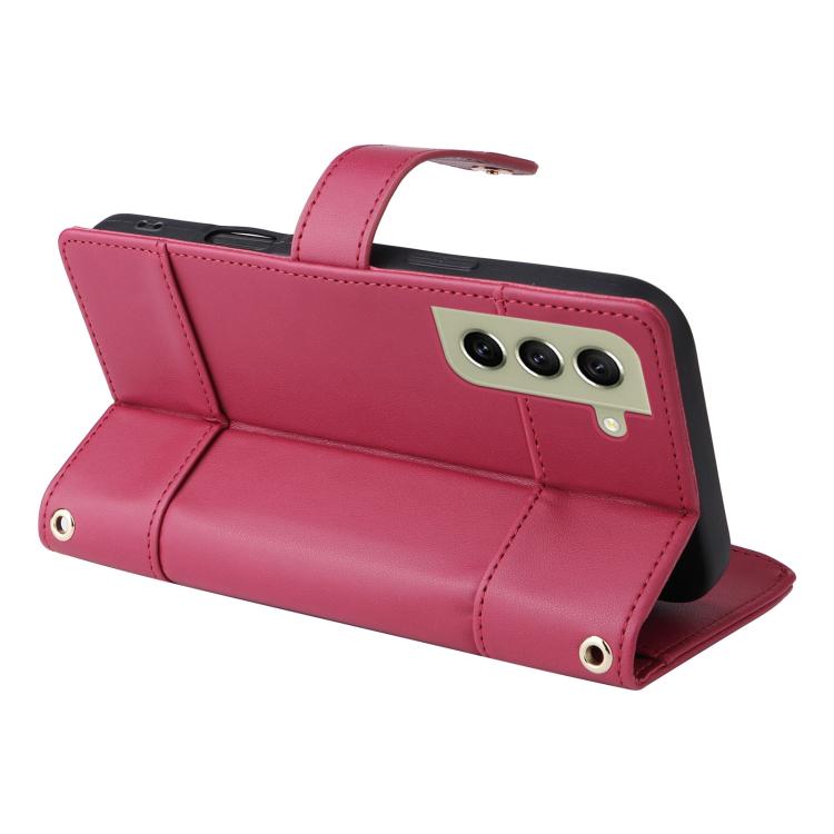 For Samsung Galaxy S21 FE 5G Crossbody Strap RFID Blocking Zipper Wallet Leather Phone Case
