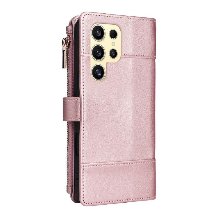For Samsung Galaxy S22 Ultra 5G Crossbody Strap RFID Blocking Zipper Wallet Leather Phone Case