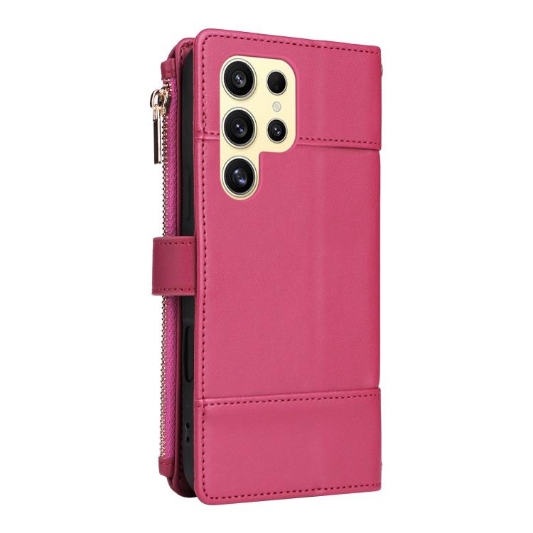 For Samsung Galaxy S22 Ultra 5G Crossbody Strap RFID Blocking Zipper Wallet Leather Phone Case
