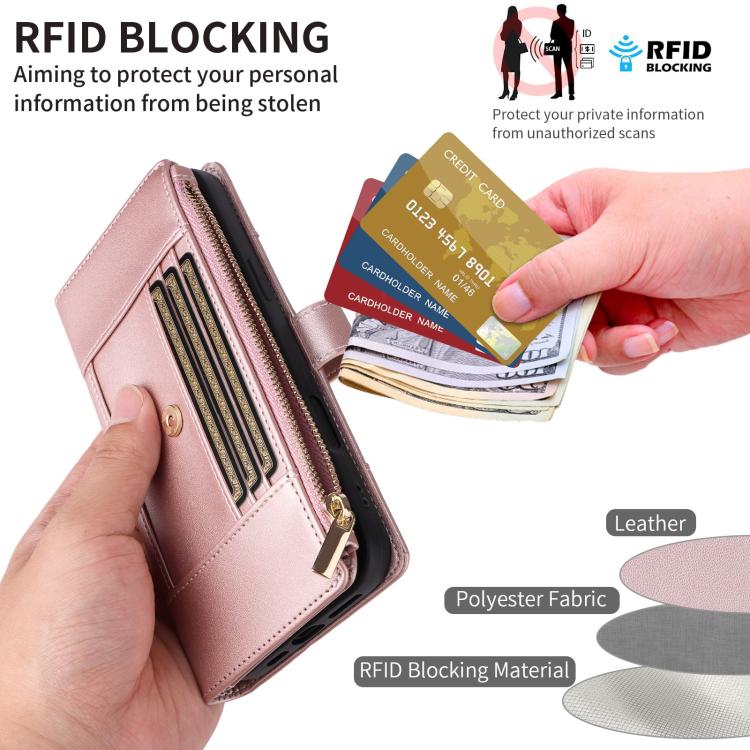 For Samsung Galaxy S23+ 5G Crossbody Strap RFID Blocking Zipper Wallet Leather Phone Case