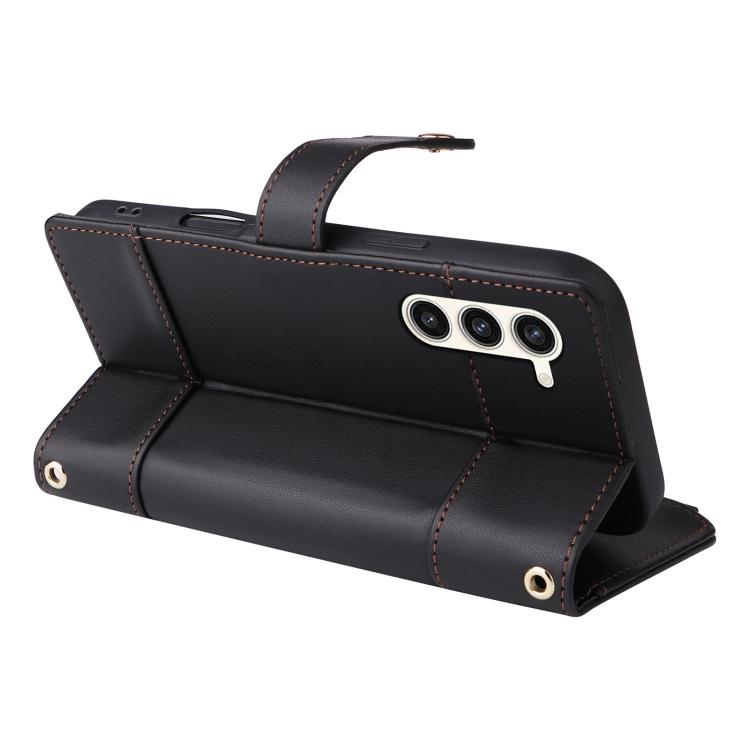 For Samsung Galaxy S23+ 5G Crossbody Strap RFID Blocking Zipper Wallet Leather Phone Case