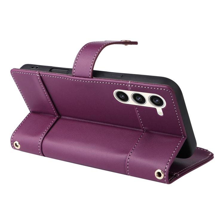 For Samsung Galaxy S23+ 5G Crossbody Strap RFID Blocking Zipper Wallet Leather Phone Case
