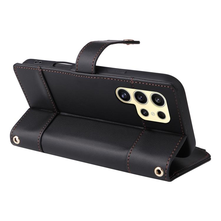 For Samsung Galaxy S23 Ultra 5G Crossbody Strap RFID Blocking Zipper Wallet Leather Phone Case