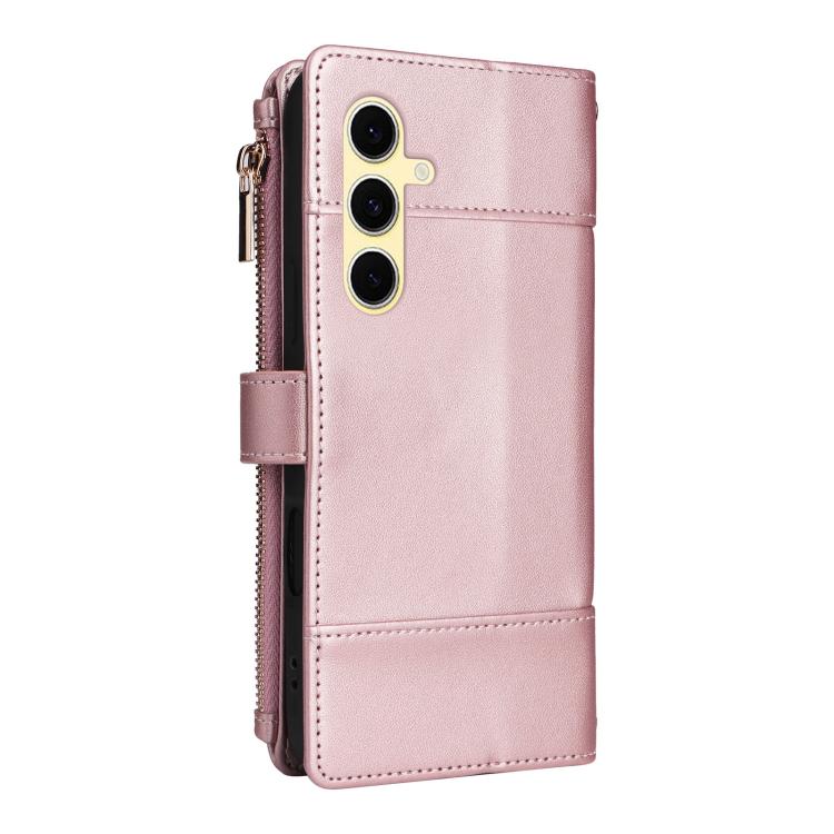 For Samsung Galaxy S24 FE 5G Crossbody Strap RFID Blocking Zipper Wallet Leather Phone Case