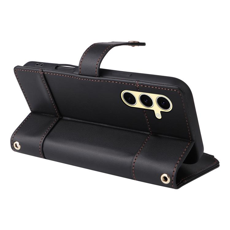 For Samsung Galaxy S24 FE 5G Crossbody Strap RFID Blocking Zipper Wallet Leather Phone Case