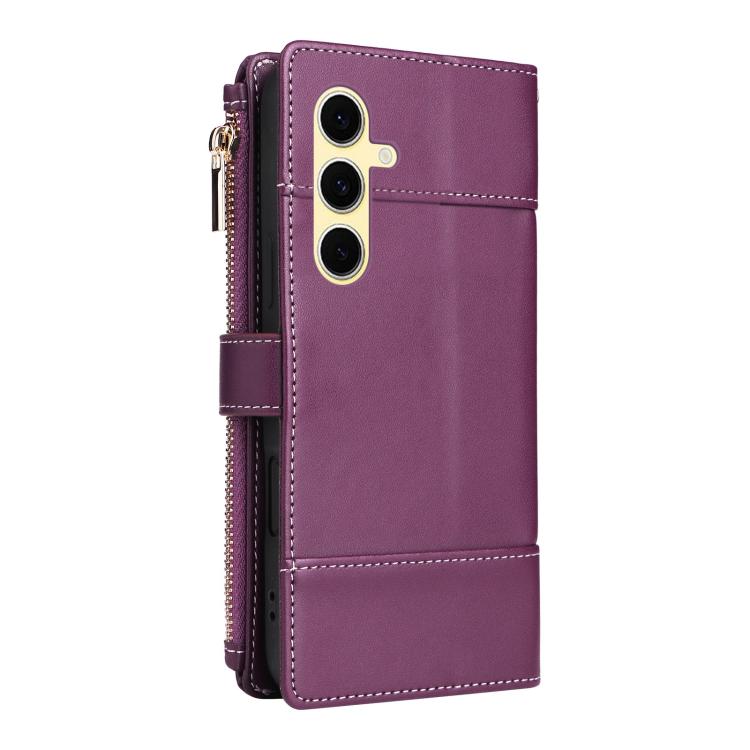 For Samsung Galaxy S24 FE 5G Crossbody Strap RFID Blocking Zipper Wallet Leather Phone Case