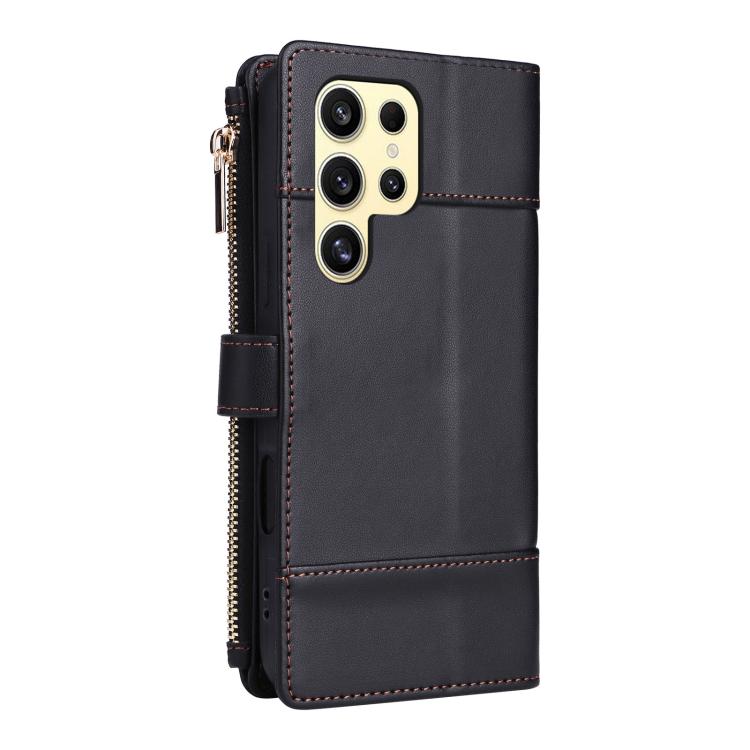 For Samsung Galaxy S24 Ultra 5G Crossbody Strap RFID Blocking Zipper Wallet Leather Phone Case
