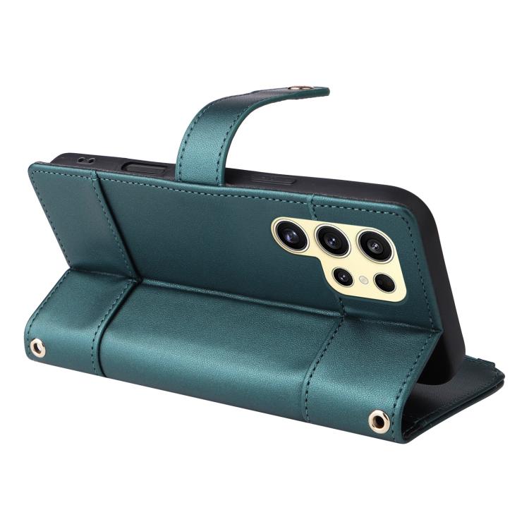For Samsung Galaxy S24 Ultra 5G Crossbody Strap RFID Blocking Zipper Wallet Leather Phone Case