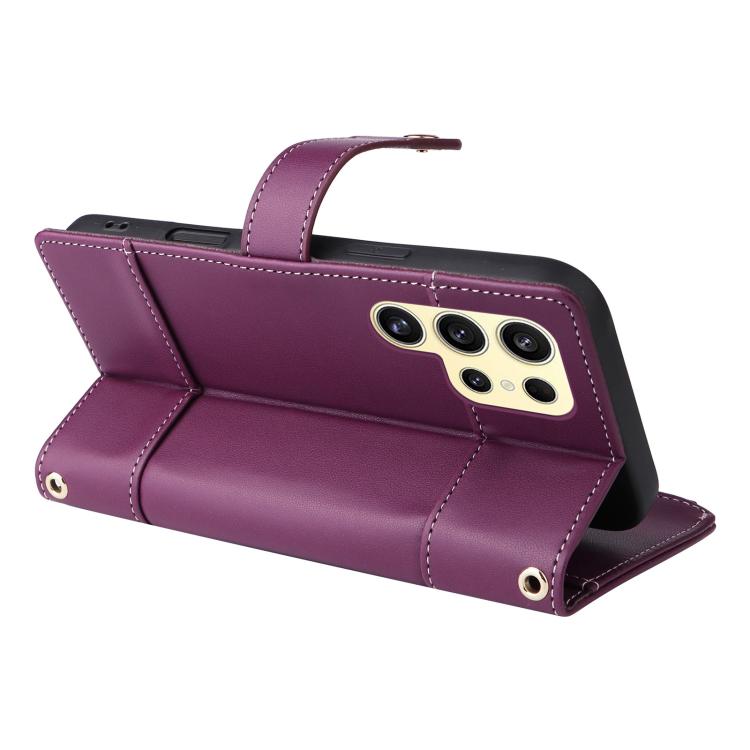 For Samsung Galaxy S24 Ultra 5G Crossbody Strap RFID Blocking Zipper Wallet Leather Phone Case
