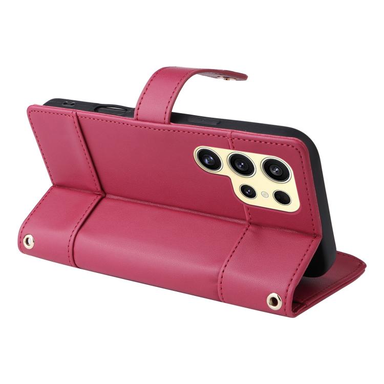 For Samsung Galaxy S24 Ultra 5G Crossbody Strap RFID Blocking Zipper Wallet Leather Phone Case