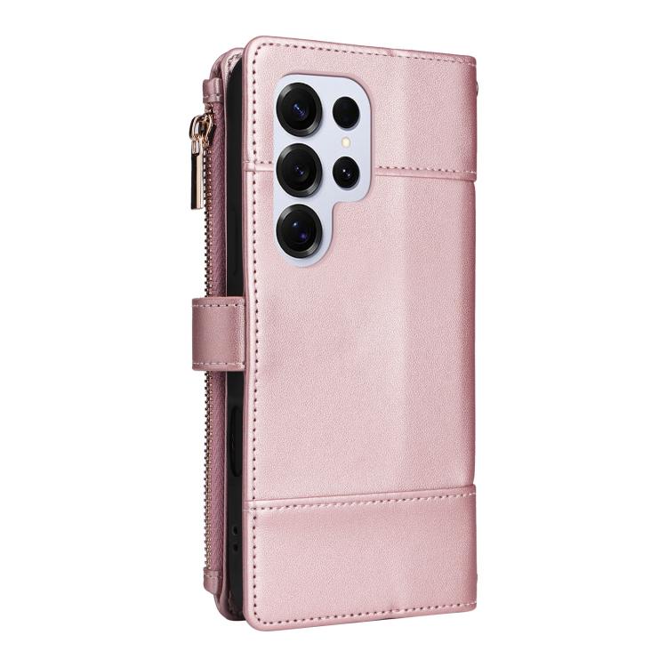 For Samsung Galaxy S25 Ultra 5G Crossbody Strap RFID Blocking Zipper Wallet Leather Phone Case