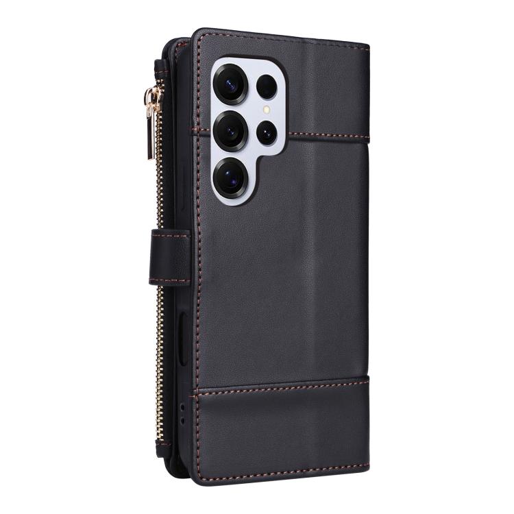 For Samsung Galaxy S25 Ultra 5G Crossbody Strap RFID Blocking Zipper Wallet Leather Phone Case