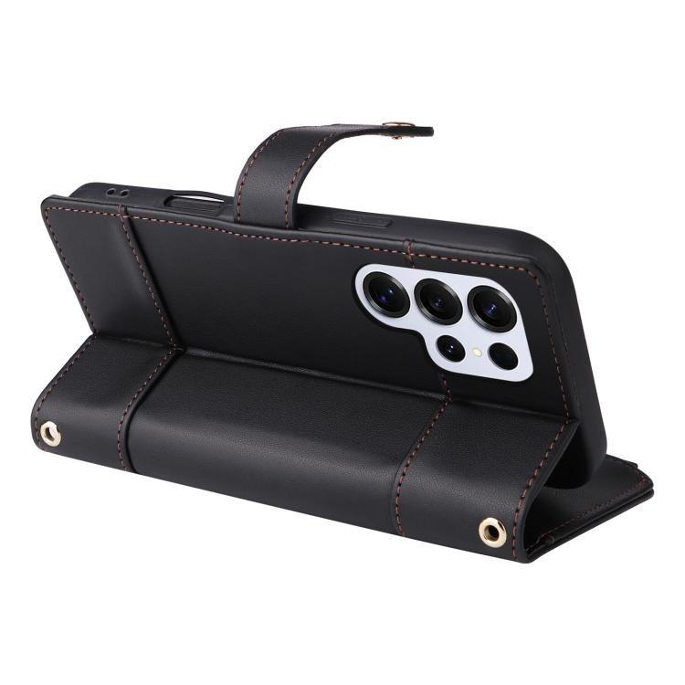 For Samsung Galaxy S25 Ultra 5G Crossbody Strap RFID Blocking Zipper Wallet Leather Phone Case