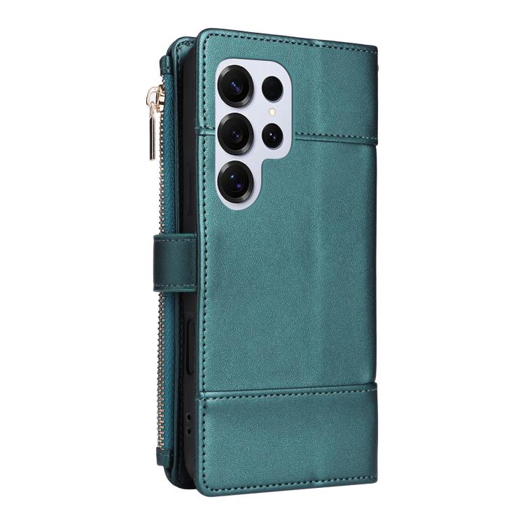 For Samsung Galaxy S25 Ultra 5G Crossbody Strap RFID Blocking Zipper Wallet Leather Phone Case