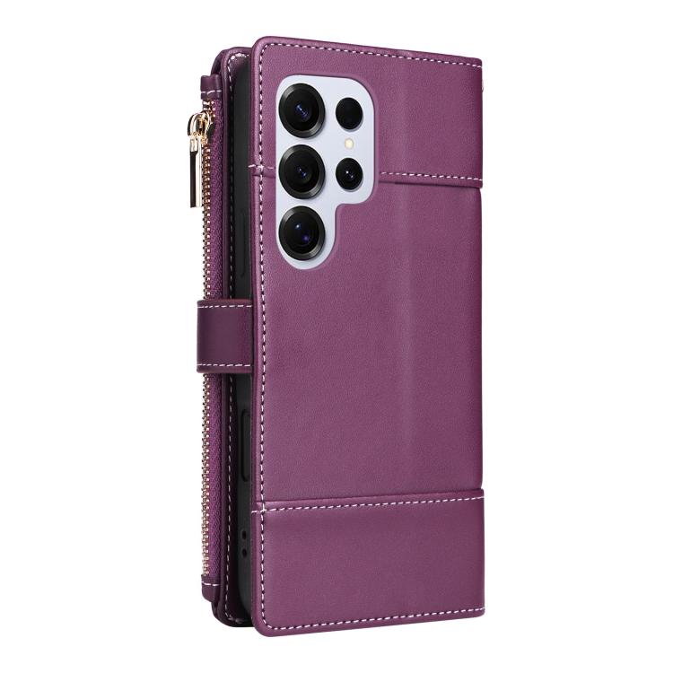 For Samsung Galaxy S25 Ultra 5G Crossbody Strap RFID Blocking Zipper Wallet Leather Phone Case