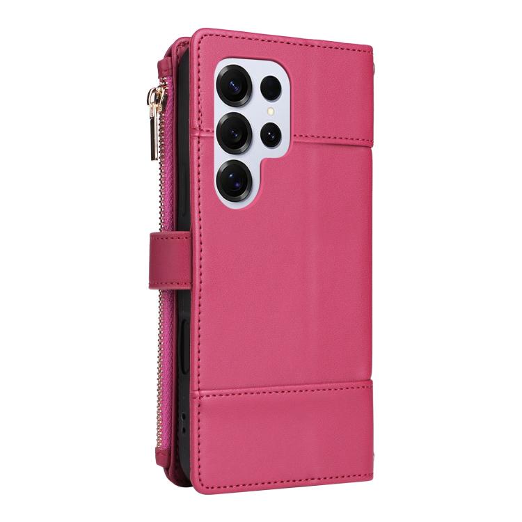 For Samsung Galaxy S25 Ultra 5G Crossbody Strap RFID Blocking Zipper Wallet Leather Phone Case