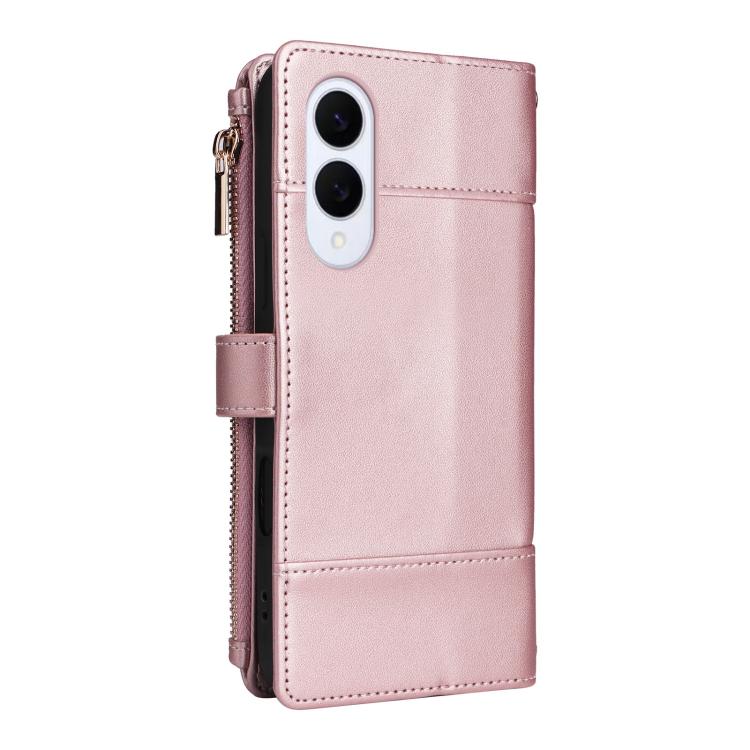 For Samsung Galaxy S25 Edge 5G Crossbody Strap RFID Blocking Zipper Wallet Leather Phone Case