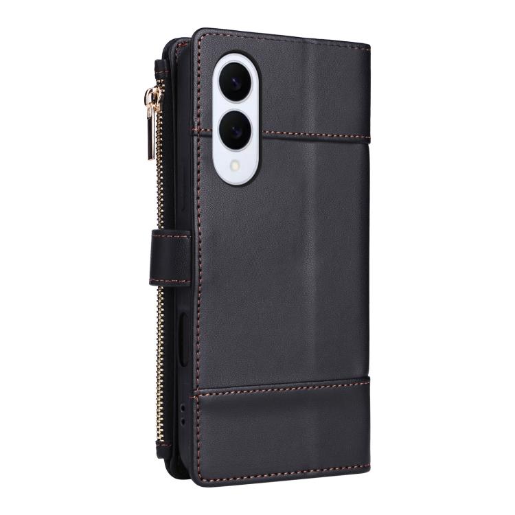 For Samsung Galaxy S25 Edge 5G Crossbody Strap RFID Blocking Zipper Wallet Leather Phone Case