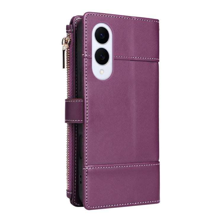 For Samsung Galaxy S25 Edge 5G Crossbody Strap RFID Blocking Zipper Wallet Leather Phone Case