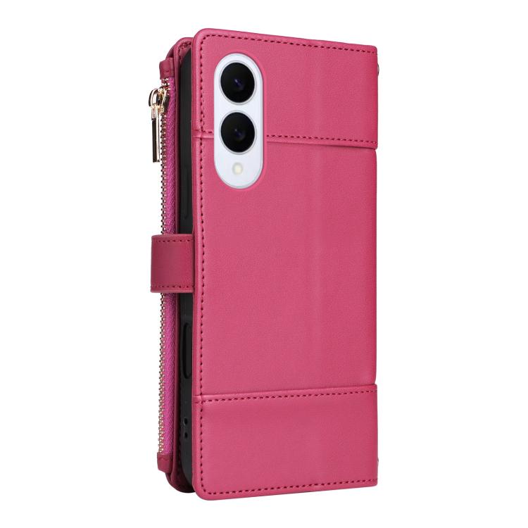 For Samsung Galaxy S25 Edge 5G Crossbody Strap RFID Blocking Zipper Wallet Leather Phone Case