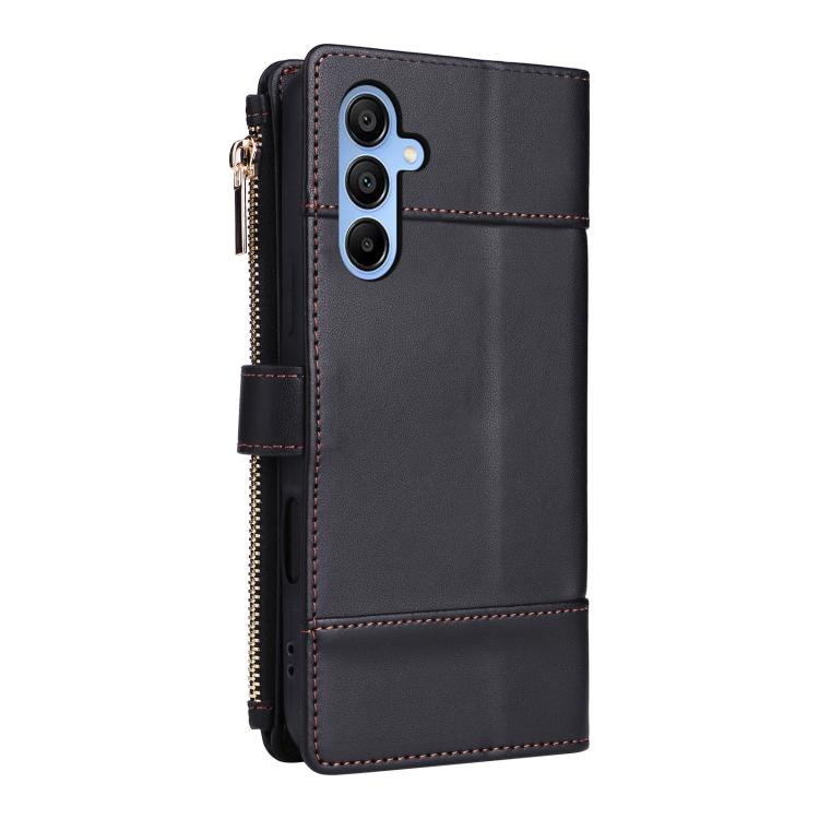 For Samsung Galaxy A15 5G Crossbody Strap RFID Blocking Zipper Wallet Leather Phone Case