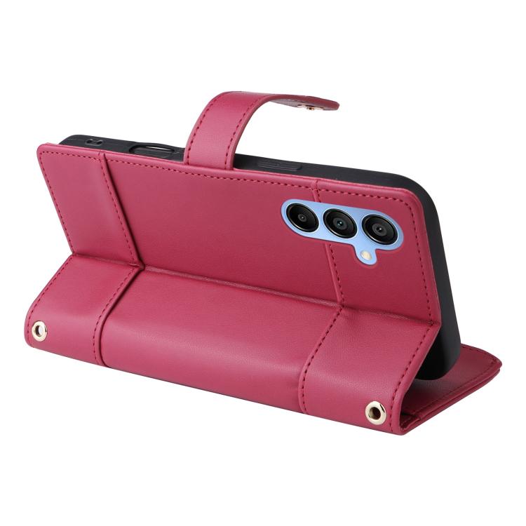 For Samsung Galaxy A15 5G Crossbody Strap RFID Blocking Zipper Wallet Leather Phone Case