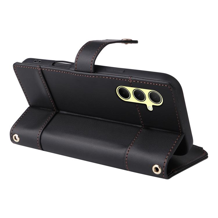 For Samsung Galaxy A35 5G Crossbody Strap RFID Blocking Zipper Wallet Leather Phone Case
