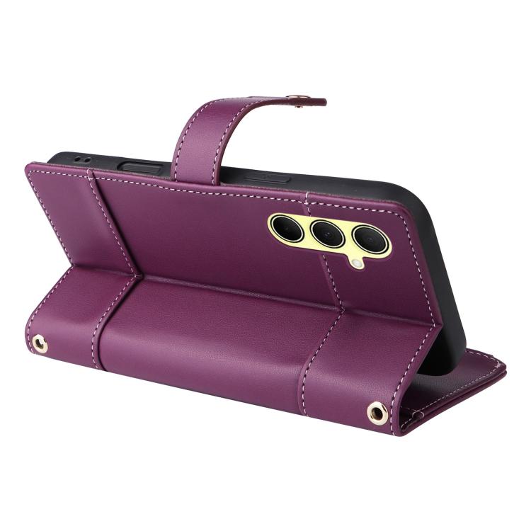 For Samsung Galaxy A35 5G Crossbody Strap RFID Blocking Zipper Wallet Leather Phone Case