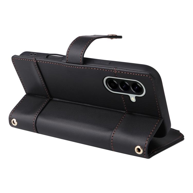 For Samsung Galaxy A36 5G Crossbody Strap RFID Blocking Zipper Wallet Leather Phone Case