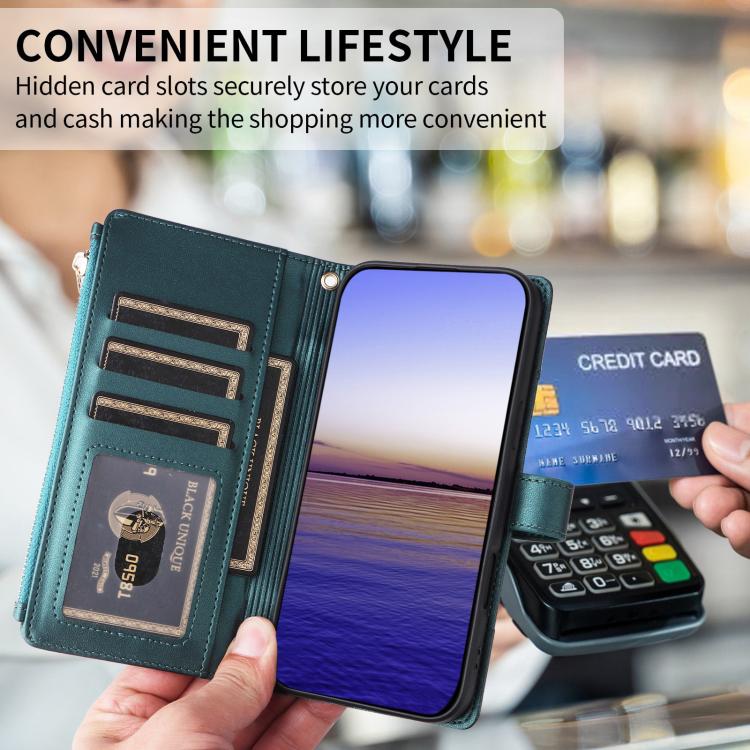 For Samsung Galaxy A36 5G Crossbody Strap RFID Blocking Zipper Wallet Leather Phone Case