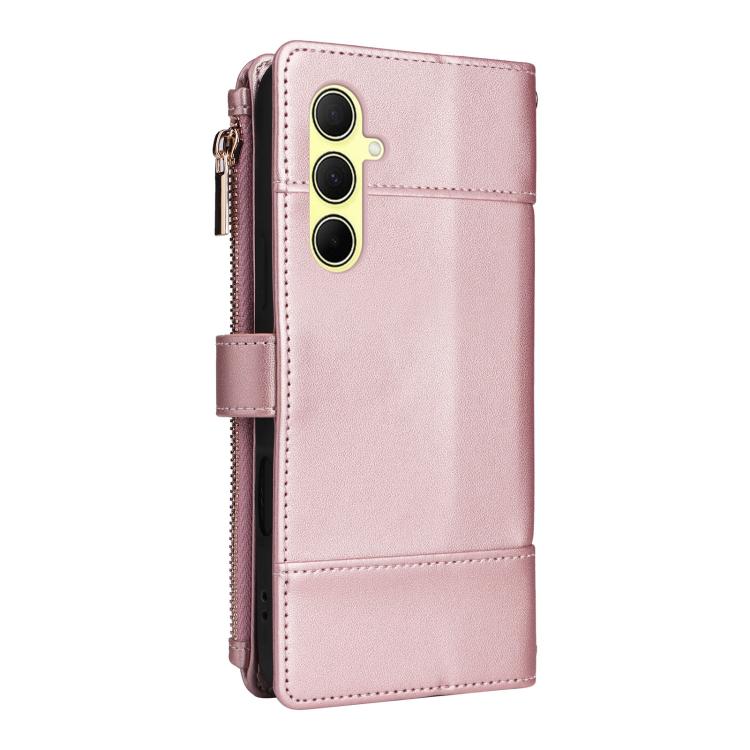 For Samsung Galaxy A55 5G Crossbody Strap RFID Blocking Zipper Wallet Leather Phone Case