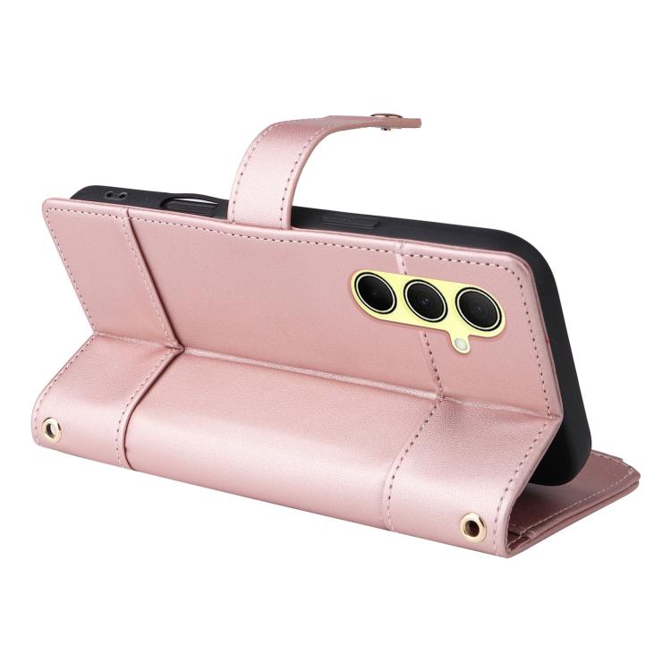 For Samsung Galaxy A55 5G Crossbody Strap RFID Blocking Zipper Wallet Leather Phone Case