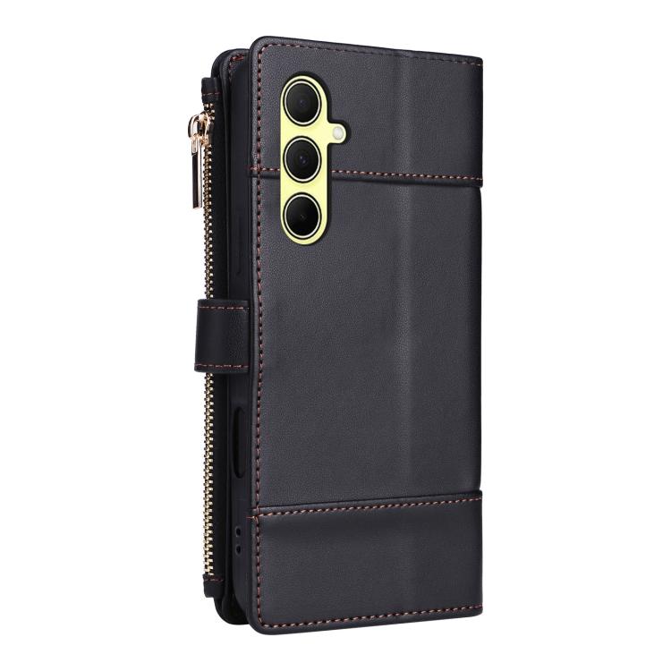 For Samsung Galaxy A55 5G Crossbody Strap RFID Blocking Zipper Wallet Leather Phone Case