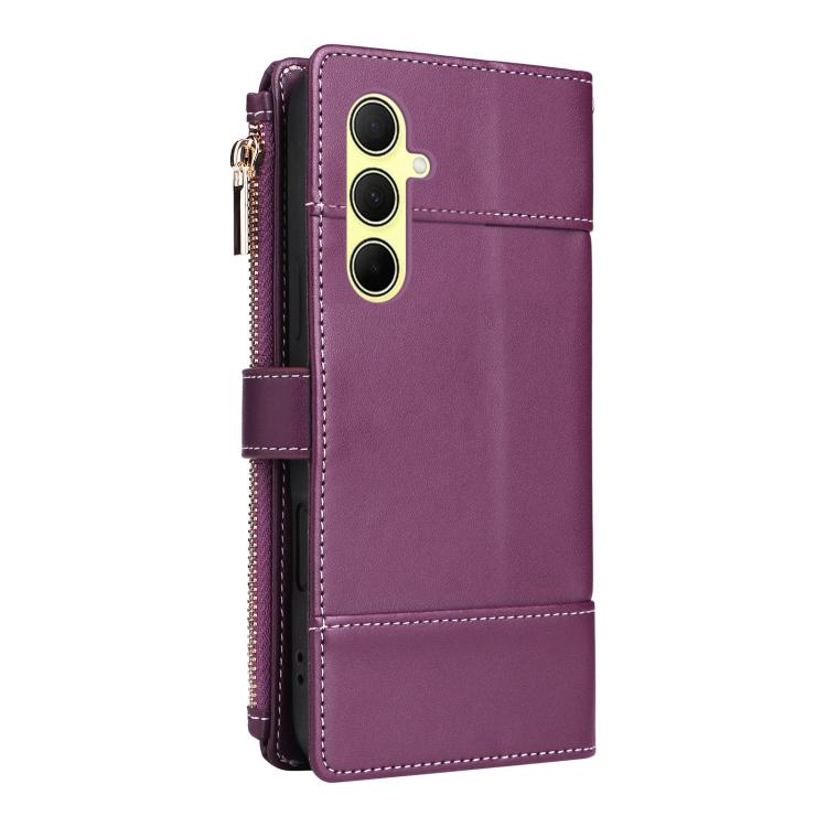 For Samsung Galaxy A55 5G Crossbody Strap RFID Blocking Zipper Wallet Leather Phone Case