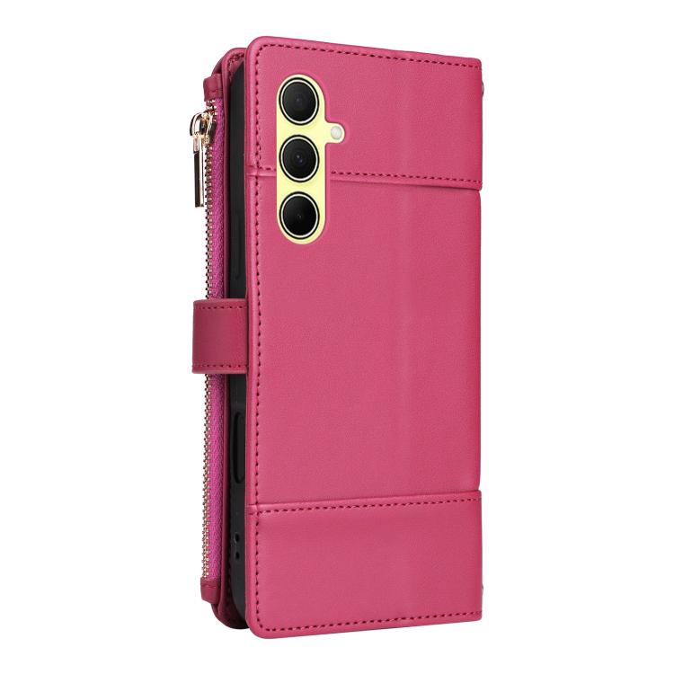 For Samsung Galaxy A55 5G Crossbody Strap RFID Blocking Zipper Wallet Leather Phone Case