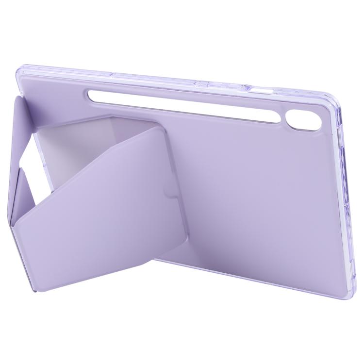 For Samsung Galaxy Tab S10 FE / S9 Folding Magnetic Holder Acrylic Leather Back Tablet Case