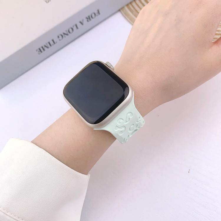 For Apple Watch 46mm / 49mm / 45mm / 44mm Buckle Concave Leopard Silicone Watch Band