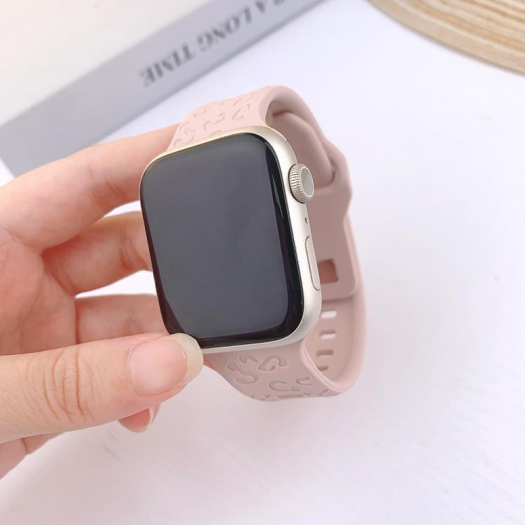 For Apple Watch 46mm / 49mm / 45mm / 44mm Buckle Concave Leopard Silicone Watch Band