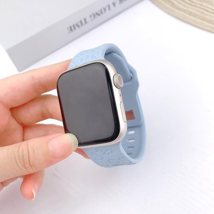For Apple Watch 46mm / 49mm / 45mm / 44mm Buckle Concave Leopard Silicone Watch Band