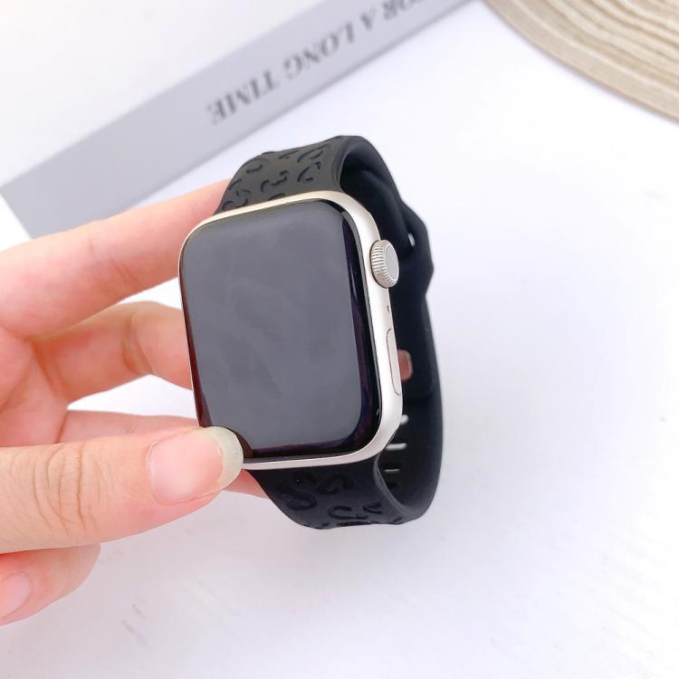 For Apple Watch 46mm / 49mm / 45mm / 44mm Buckle Concave Leopard Silicone Watch Band