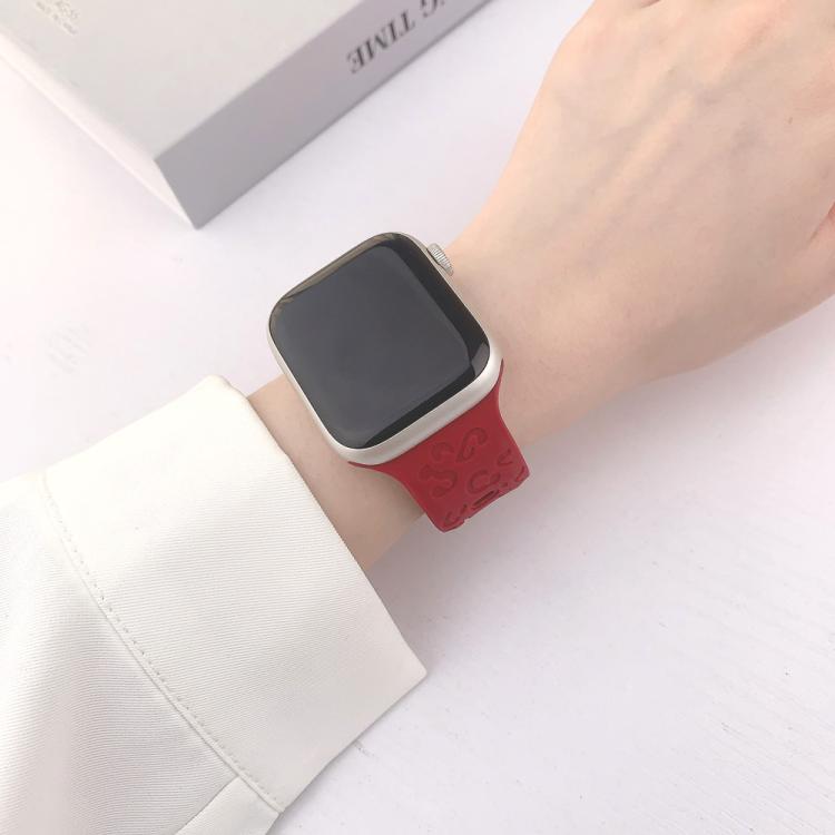 For Apple Watch 46mm / 49mm / 45mm / 44mm Buckle Concave Leopard Silicone Watch Band