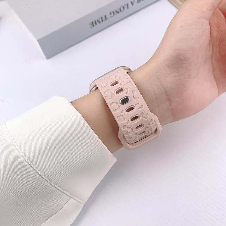 For Apple Watch 46mm / 49mm / 45mm / 44mm Buckle Concave Leopard Silicone Watch Band