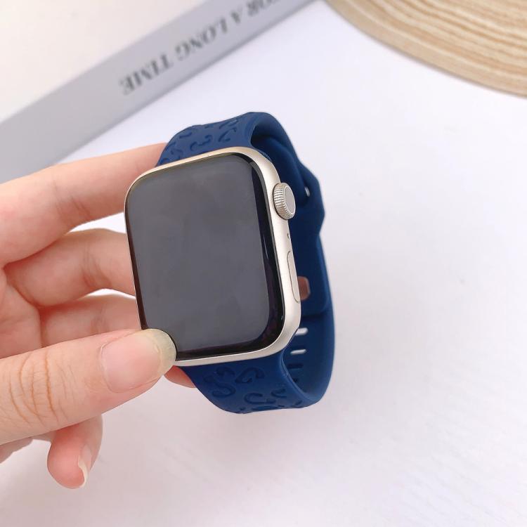 For Apple Watch 46mm / 49mm / 45mm / 44mm Buckle Concave Leopard Silicone Watch Band