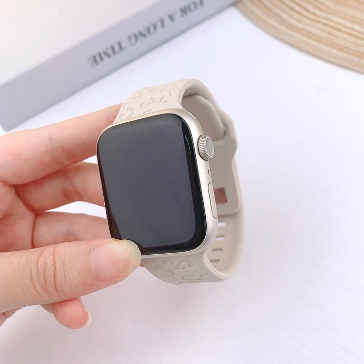 For Apple Watch 46mm / 49mm / 45mm / 44mm Buckle Concave Leopard Silicone Watch Band