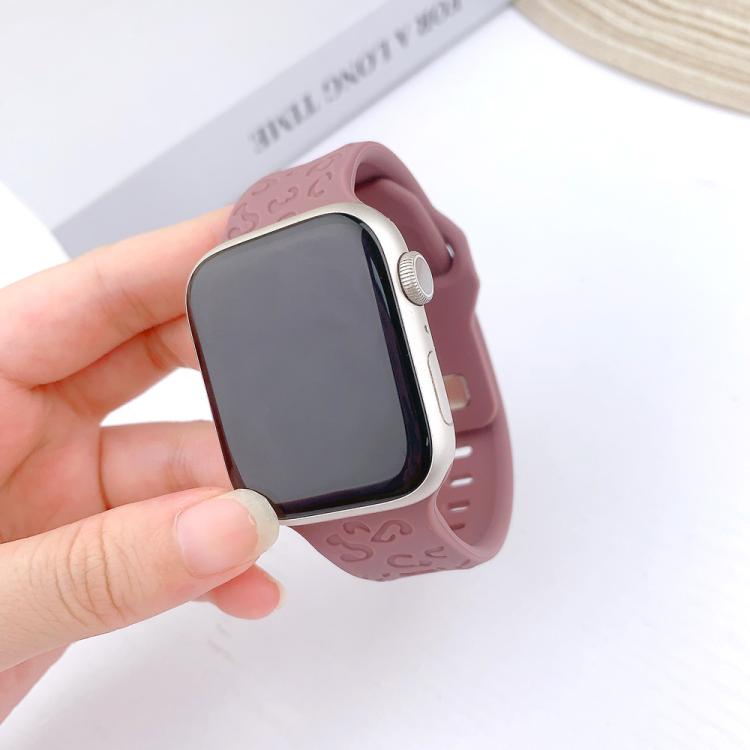 For Apple Watch 46mm / 49mm / 45mm / 44mm Buckle Concave Leopard Silicone Watch Band